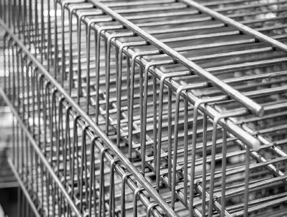 BRC fence panel with triangular roll top and bottom edges for safety.