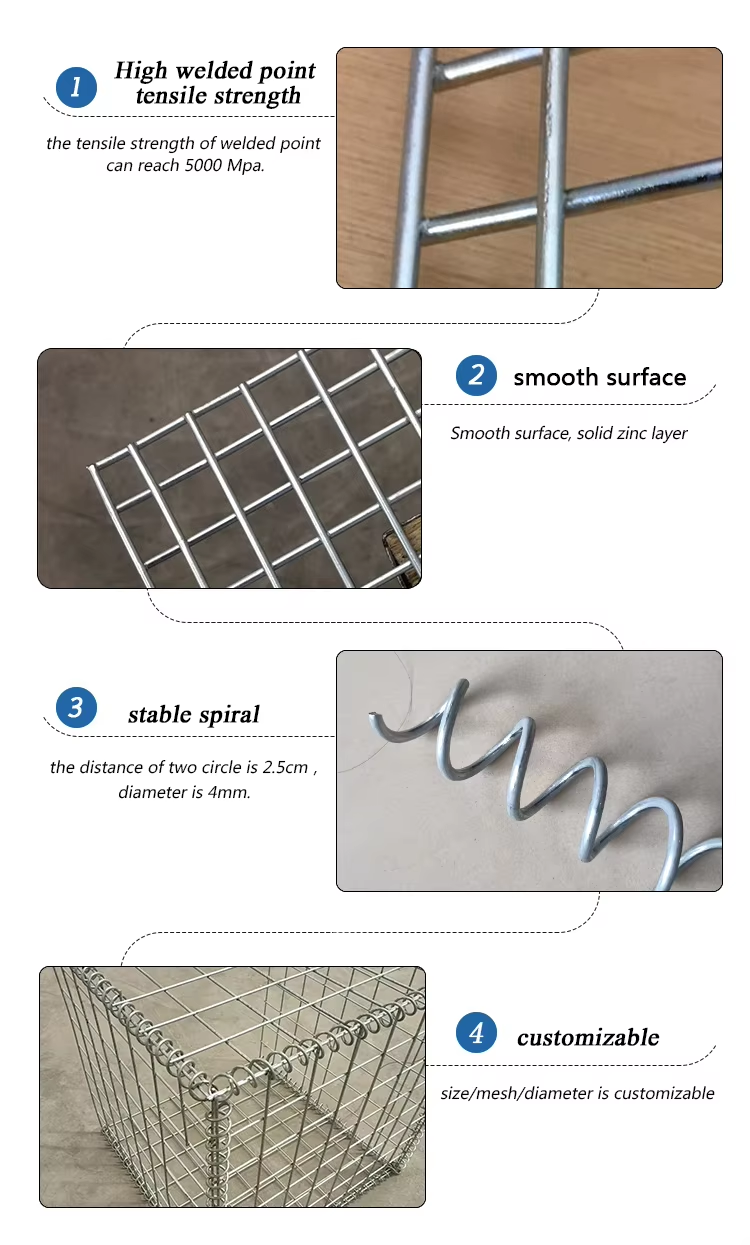 Galvanized Steel Decorative Garden Cage Fence Gabion Stone Baskets Box Welded Wire Mesh Square Hole Custom Cut Made of Iron Wire