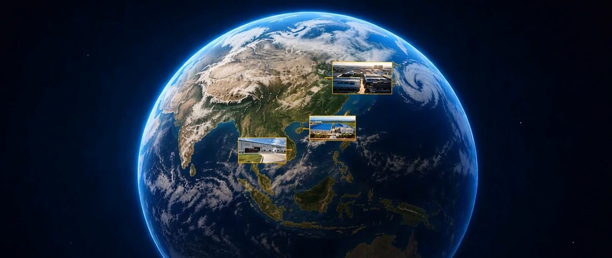 The three bases shown as one network on a world map
