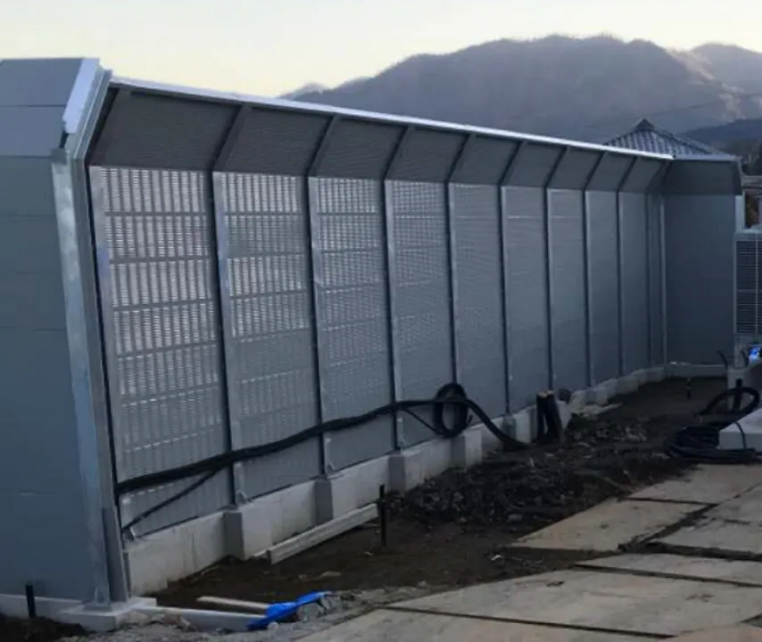 Metal louver noise barrier installed at Japanese power station project site