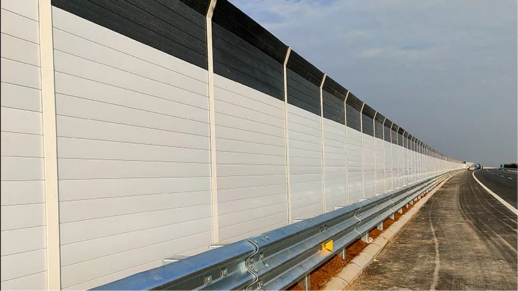Highway noise barrier system protecting residential areas from traffic noise