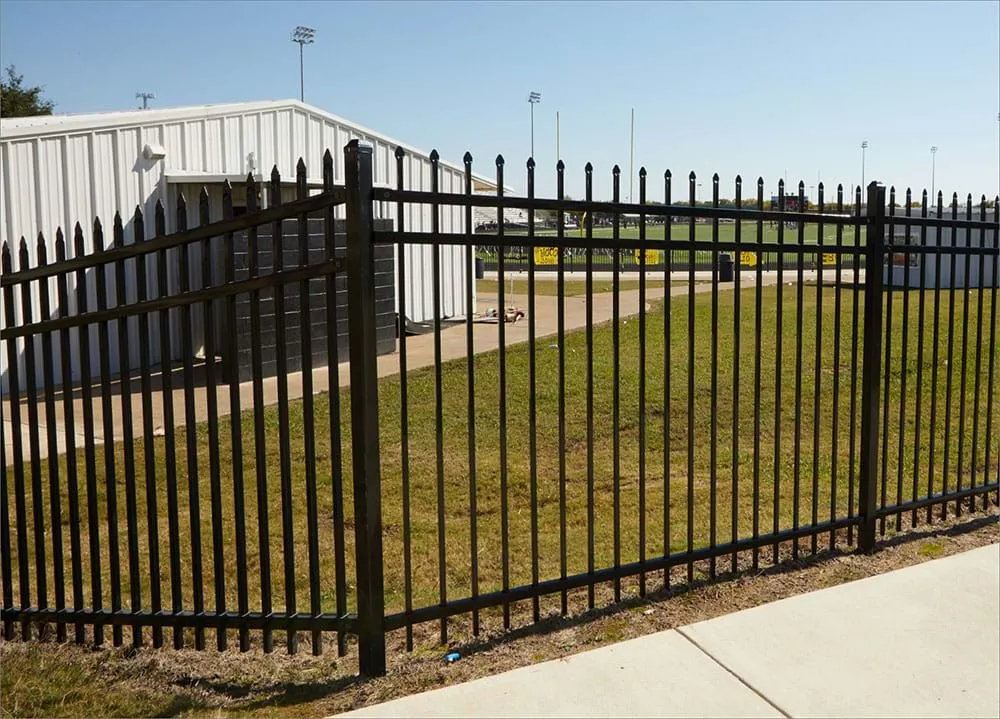 Steel fencing system used in commercial and public infrastructure projects