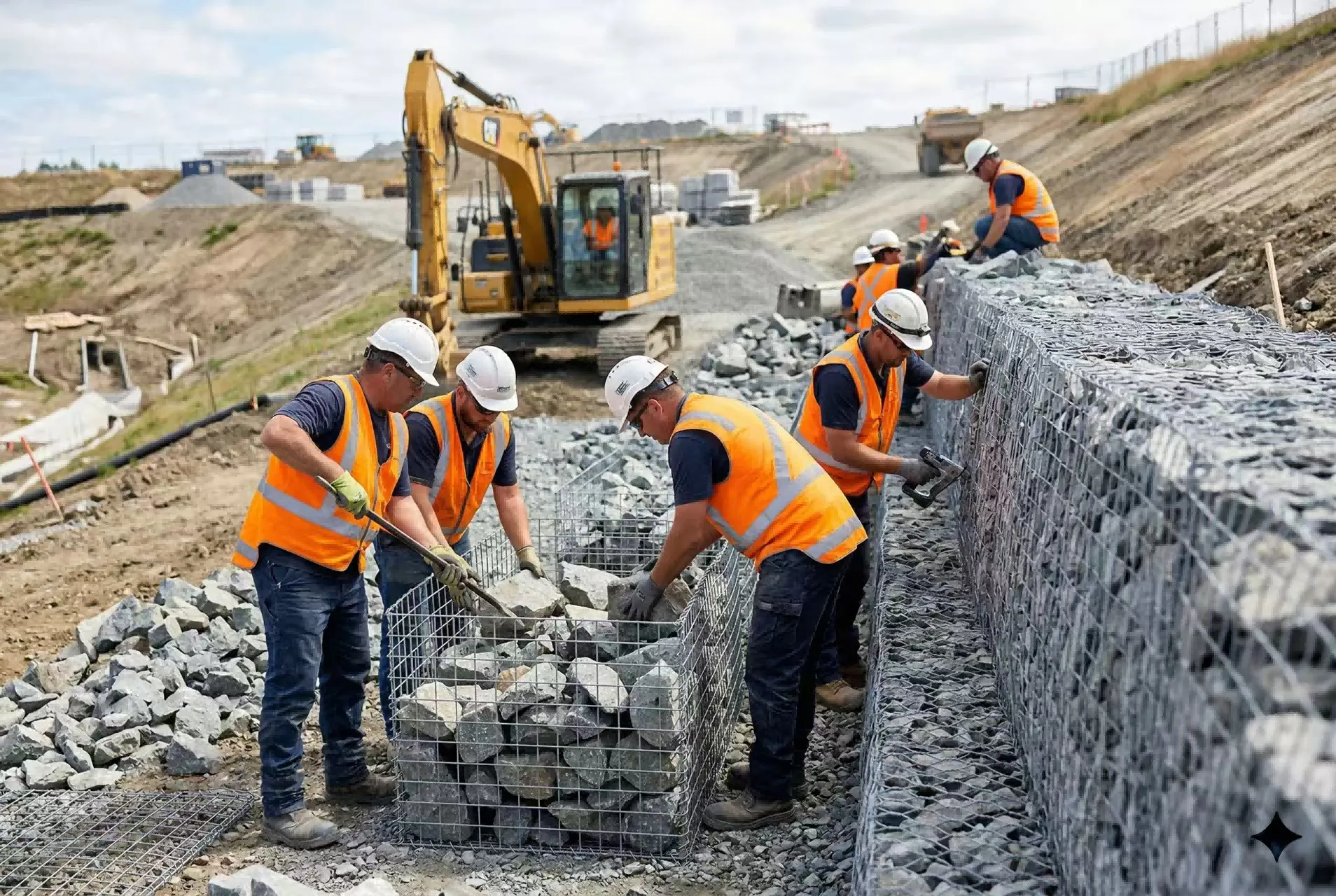 Heavy-duty welded gabion cage for retaining wall construction