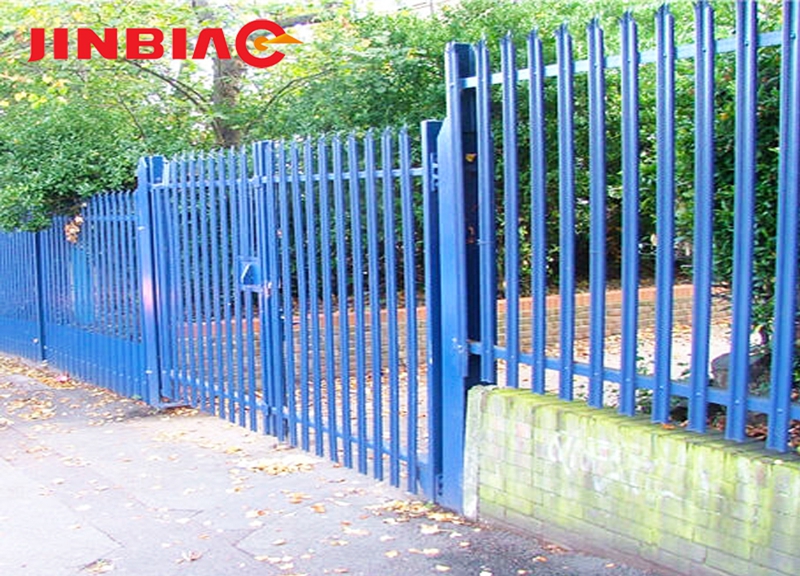 Metal pipe wrought iron steel white polyester powder coated D type W type head security palisade fencing jinbiao