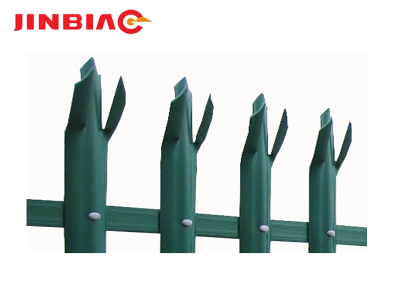 Metal pipe wrought iron steel white polyester powder coated D type W type head security palisade fencing jinbiao